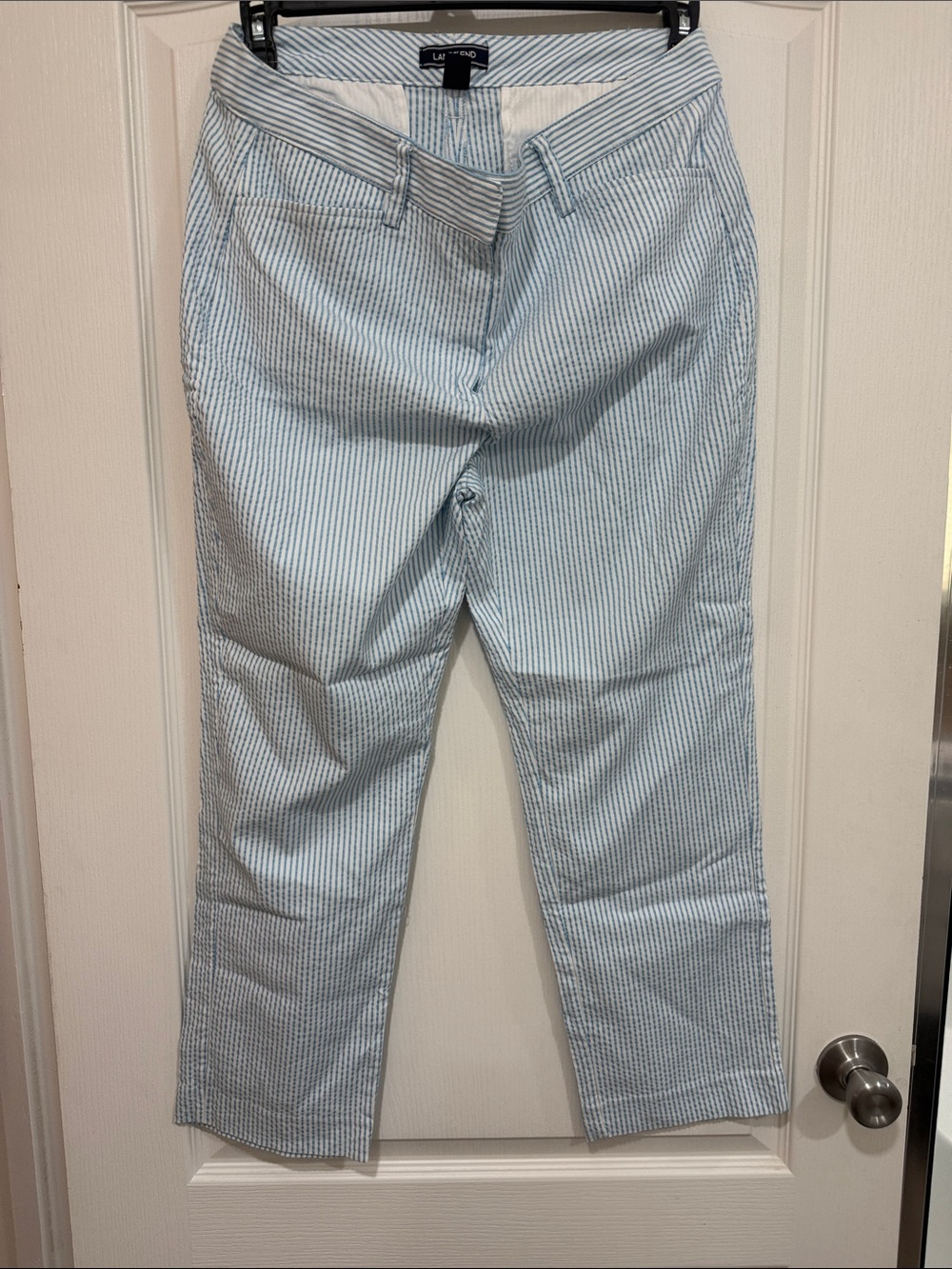Lands' End Light Blue & White Striped Ankle Jeans